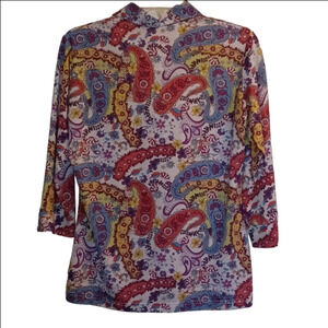 SPORT HALEY WOMENS BLOUSE, SIZE MEDIUM. 3/4 INCH SLEEVES.